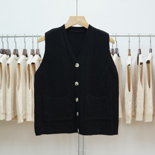 显瘦百搭坎肩背心毛衣外套 V领针织马甲女短款 999 2025秋冬新款