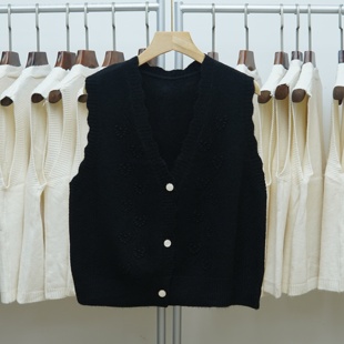 纯色V领针织开衫 412 韩版 新款 马甲背心女叠穿毛衣坎肩 2025年秋季