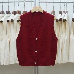 纯色V领针织开衫 445 韩版 新款 马甲背心女叠穿毛衣坎肩 2025年秋季