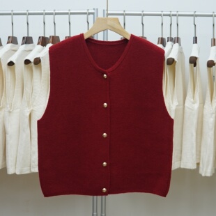 342 2025秋冬新款圆领针织马甲女短款显瘦百搭坎肩背心毛衣外套