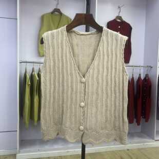 外搭上衣 背心毛衣休闲坎肩修身 544针织马甲女2024秋季 纯色开衫