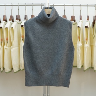 311韩系高领针织马甲女无袖叠穿毛衣背心宽松百搭气质坎肩上衣
