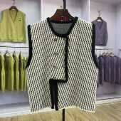 463欧货小香风斜条纹针织马甲背心女秋季 时尚 洋气斑马纹毛衣外套