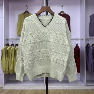 毛衣秋冬季 753 镂空时尚 气质小清新温柔风针织上衣长袖 套头女 新款