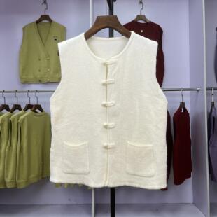 休闲坎肩宽松洋气上衣 纯色复古盘扣新中式 060 圆领百搭女高端秋季