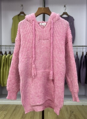 910 套头毛衣2024早秋大码韩版学院风软糯春装休闲抽绳针织衫上衣