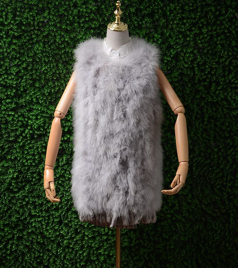 皮草外套修身无袖毛衣