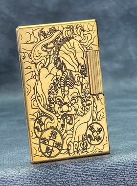 好运达朗声钢音侧滑煤油打火机男士新款创意个性复古老式黄铜蚀刻