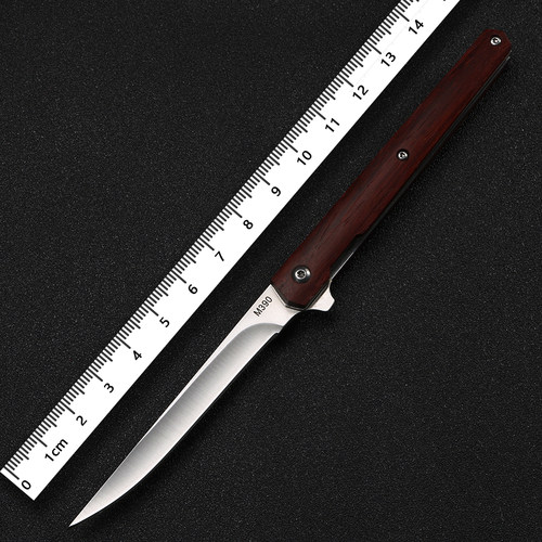 野外防身狩猎折叠刀钢神笔折刀檀木M390野营小刀具户外刀高硬度刀