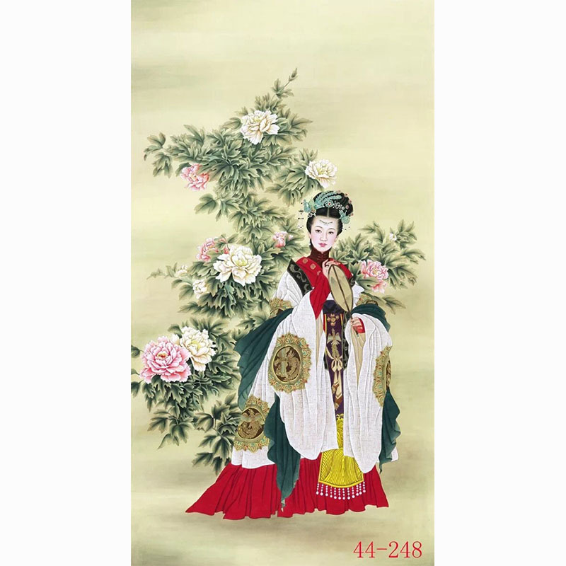 国画人物画宣纸字画酒店餐饮火锅墙壁画墙面贴画挂画美女赏花图