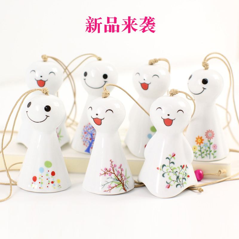 可爱日式晴天娃娃小风铃挂件 创意儿童生日礼物挂饰陶瓷饰品批发