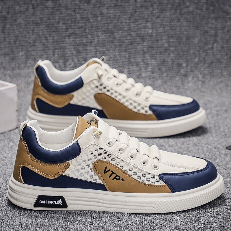 夏季2025透气网面百搭男板鞋新款潮流学生男鞋时尚轻便运动休闲鞋