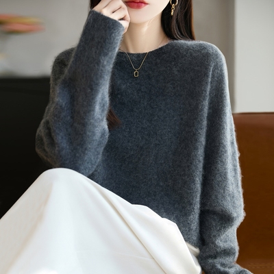 100纯羊毛拉毛针织打底衫女2025新款洋气大码女装上衣秋冬毛衣