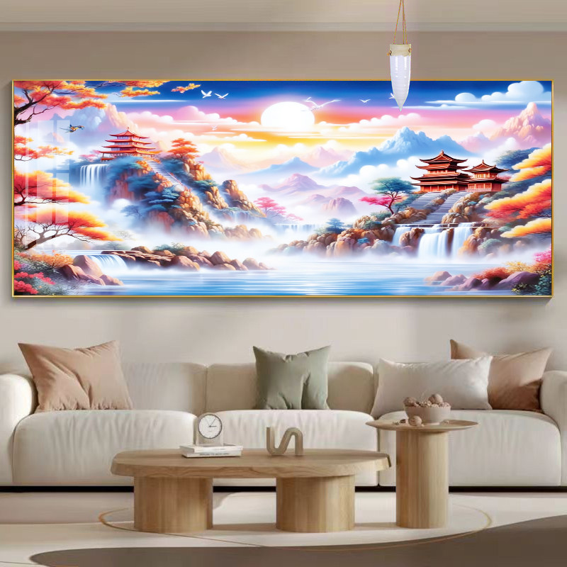 旭日东升新款十字绣线绣自己绣客厅沙发背景墙钻石画粘钻鸿运当头