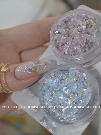 美美原创美甲素材7月新迷人眼梦中影混合立体亮片闪粉新国风指甲