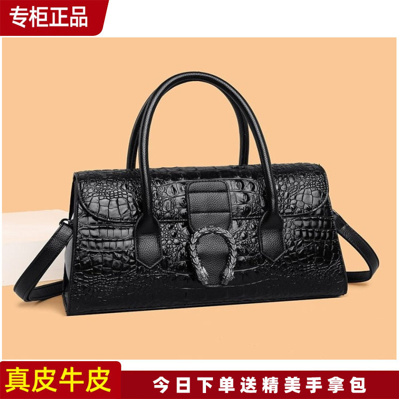 브랜드 캥거루 가죽 여성용 가방 2024 새로운 유럽과 미국의 유행 핸드백 중년 여성의 어머니 가방 다목적