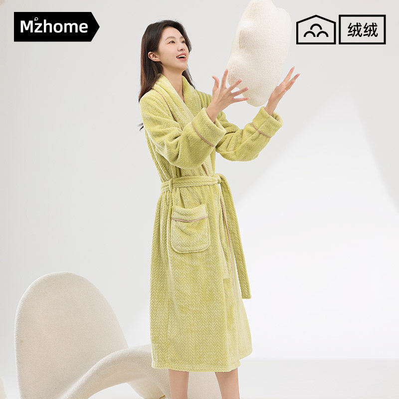 【超柔软】珊瑚绒睡袍女款秋冬季长款浴袍加厚睡衣男士法兰绒春秋
