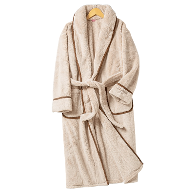 睡袍女士春秋冬季珊瑚绒加绒加厚睡衣法兰绒保暖浴袍加长款家居服