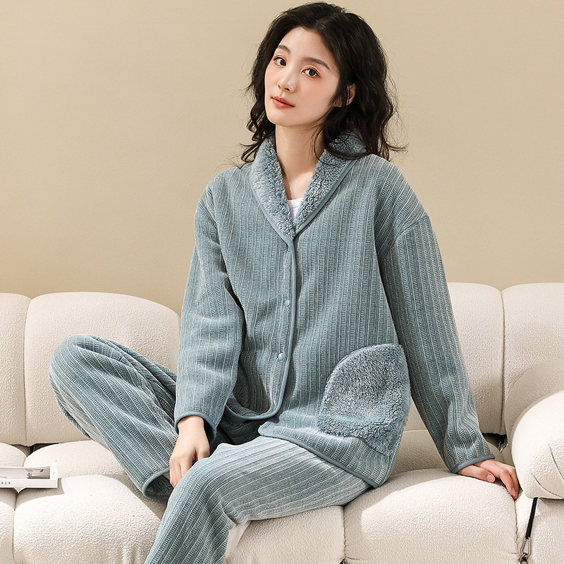 珊瑚绒睡衣女雪尼尔秋冬季2025年新款法兰绒加厚加绒冬季家居套装