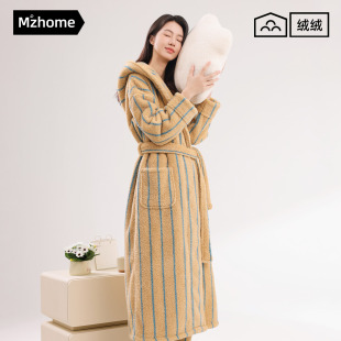 睡袍女士浴袍冬款 珊瑚绒加厚保暖可外穿长款 2025新款 睡衣女秋冬季