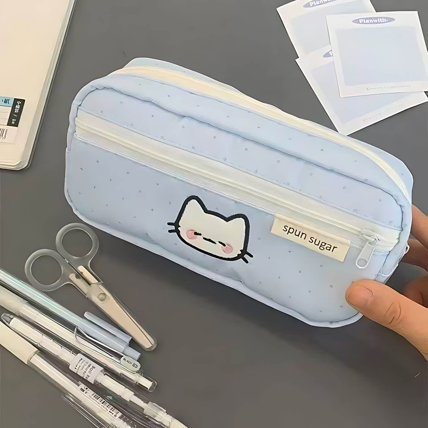 韩版波点小猫新款笔袋女孩铅笔盒ins风小学生小学生初中一年级收纳袋文具大容量2026年超火高颜值简约可爱