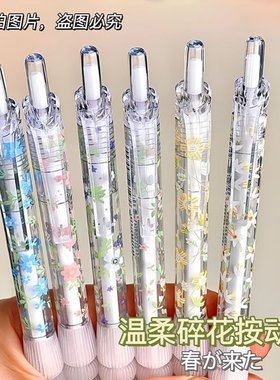 2026新款ins女生小众小学初中升级款小碎花限定学生按动笔isn高颜值花系中性笔书写刷题专用笔