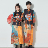 汉服国潮风男装 新款 年会成人古装 女中国风古典舞水墨爵士舞演出服