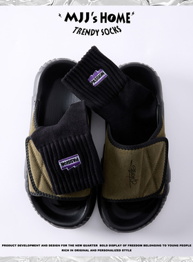 美式街头潮牌紫色刺绣标袜子男款短袜纯棉春夏季中筒袜女潮运动袜