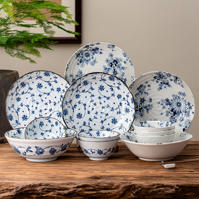 美浓烧日式唐草花集碗盘12件套清新餐具家用高级感送礼套装,餐饮具,盘,淘宝优惠券,粉丝福利购,淘宝优惠卷