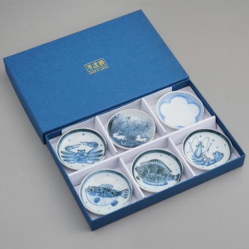 美浓烧釉下彩青花瓷沾酱碟子迷你筷子架酱油醋碟蘸料碟家用调味碟