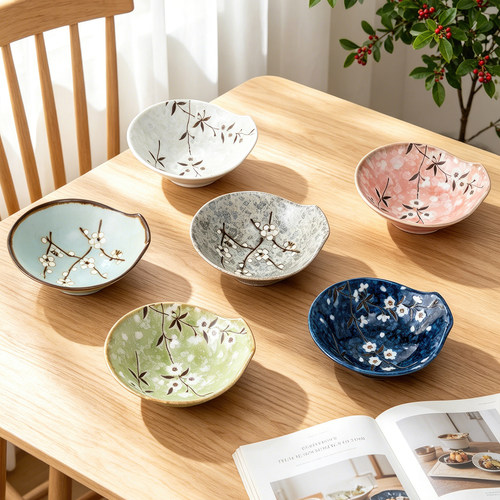 MinoYaki美浓烧早春樱花蘸料小碗