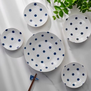 美浓烧日式 进口奶油风菜碟子浅盘家用点心盘水果盘清新陶瓷餐具