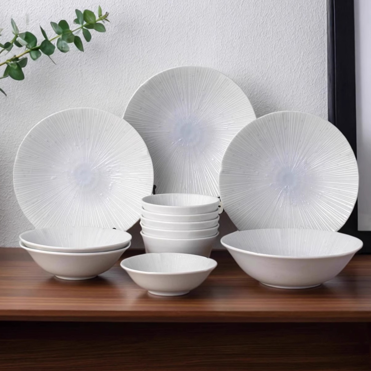 【Nicole老爷推荐】美浓烧日本进口青白釉12件套釉下彩精美餐具