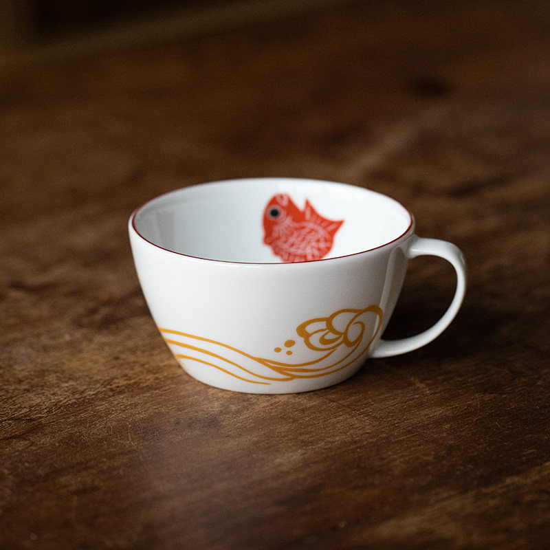 美浓烧日式鱼趣早餐杯手工陶瓷咖啡杯设计感小众马克杯拿铁杯