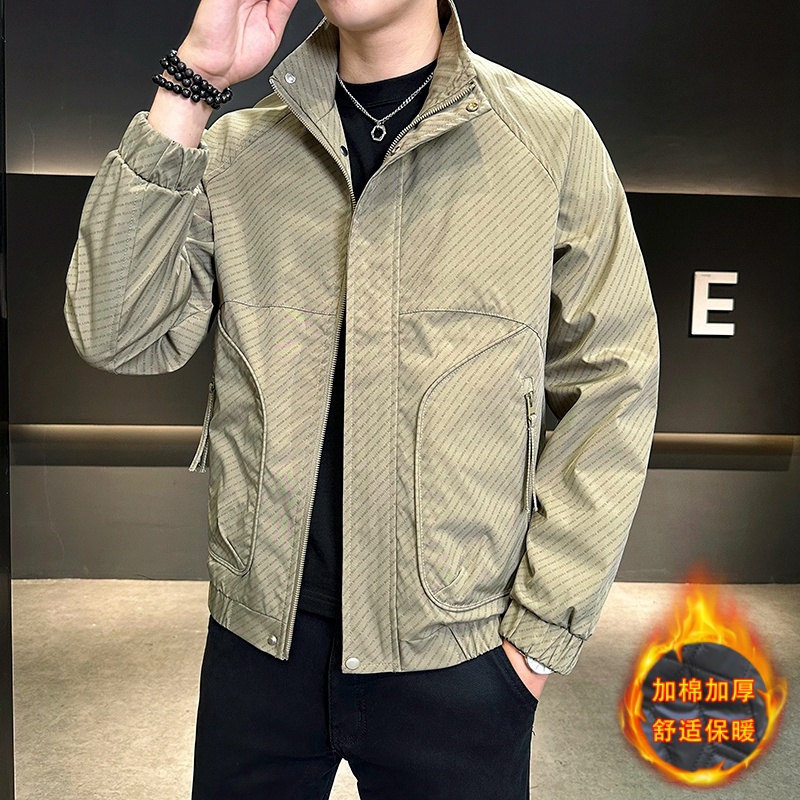 冬季立领夹克男士外套加棉加厚保暖外套2024新款青年品质上衣潮流