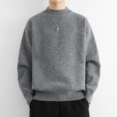 立领套头毛衣时尚 URSBOB青年长袖 百搭 新款 男士 针织打底衫 上衣冬季