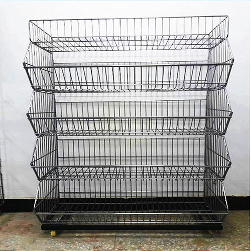 电镀斜口篮货架零食玩具置物架子