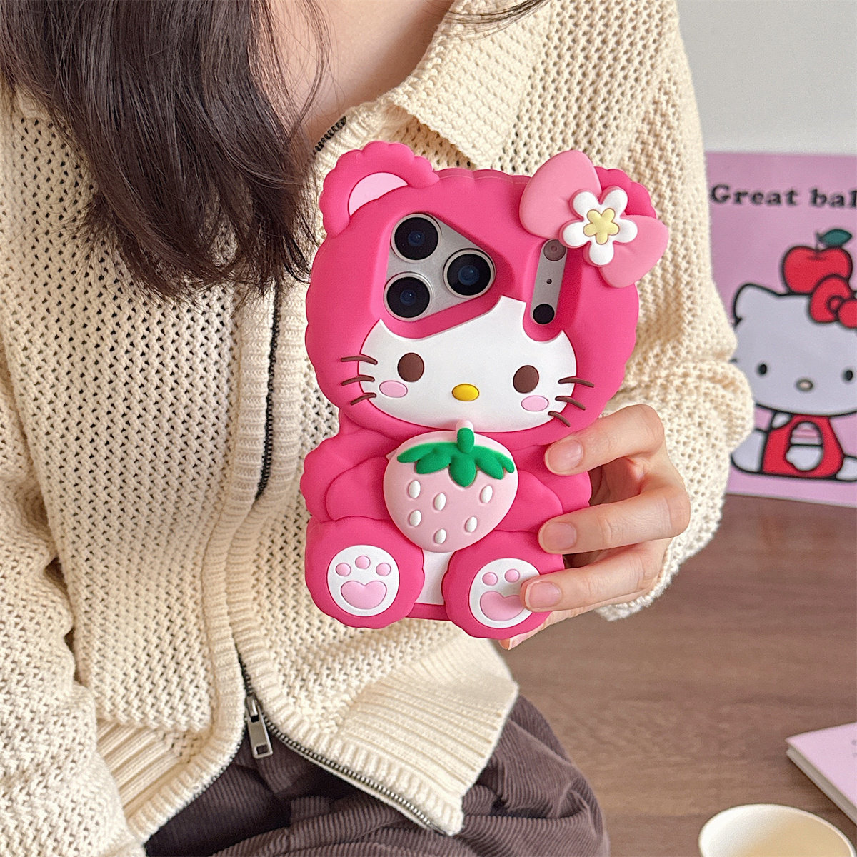 适用于可爱卡通HelloKitty硅胶iPhone17promax手机壳苹果iPhone16手机套15proamx保护套