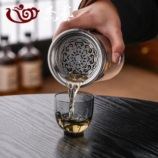 加厚高硼硅玻璃双层茶壶茶水分离工位一人饮旅行懒人过滤泡茶神器