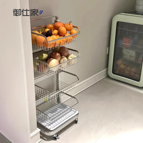 御仕家厨房果蔬不锈钢小推车收纳筐落地架蔬菜篮子锅具电器置物架