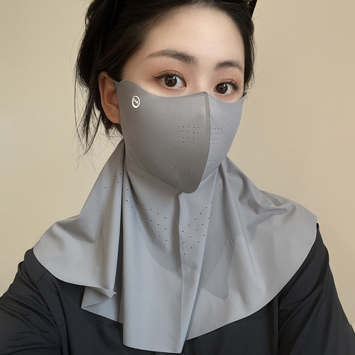 遮全脸护颈脖子防晒面罩女夏季冰丝透气骑行抗UV开 车一体口罩