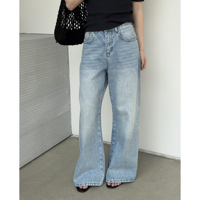 LAKE实体复古水洗牛仔裤女阔腿裤z63741设计感直筒显瘦长裤2026春