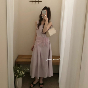 韩货东大门lakeside无袖蕾丝P帘连衣裙女韩版甜美气质中长裙夏ins