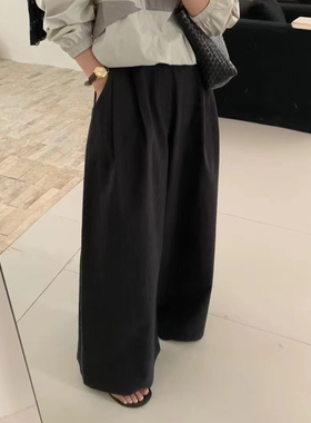 eter2025夏季薄款宽松休闲阔腿裤女长裤设计感高腰显瘦DAU1516