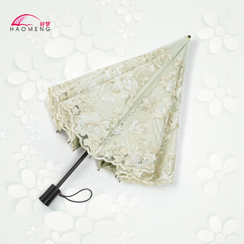 黑胶重工刺绣太阳伞晴雨两用