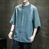 Тонкая футболка с коротким рукавом, летняя рубашка, китайский стиль, большой размер