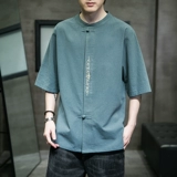 Тонкая футболка с коротким рукавом, летняя рубашка, китайский стиль, большой размер