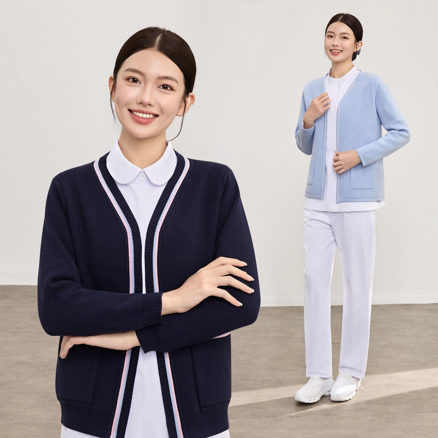 医院护士毛衣外套开衫女医护工作服抗起球加厚款春秋医护专用