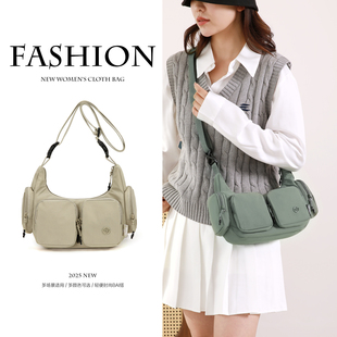百搭斜挎包女手拎女士包帆布多口袋户外单肩包简约旅行牛津布背包