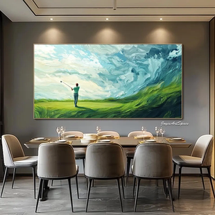 大芬村手绘油画绿色抽象高尔夫球场风景客厅装饰画办公室书房挂画